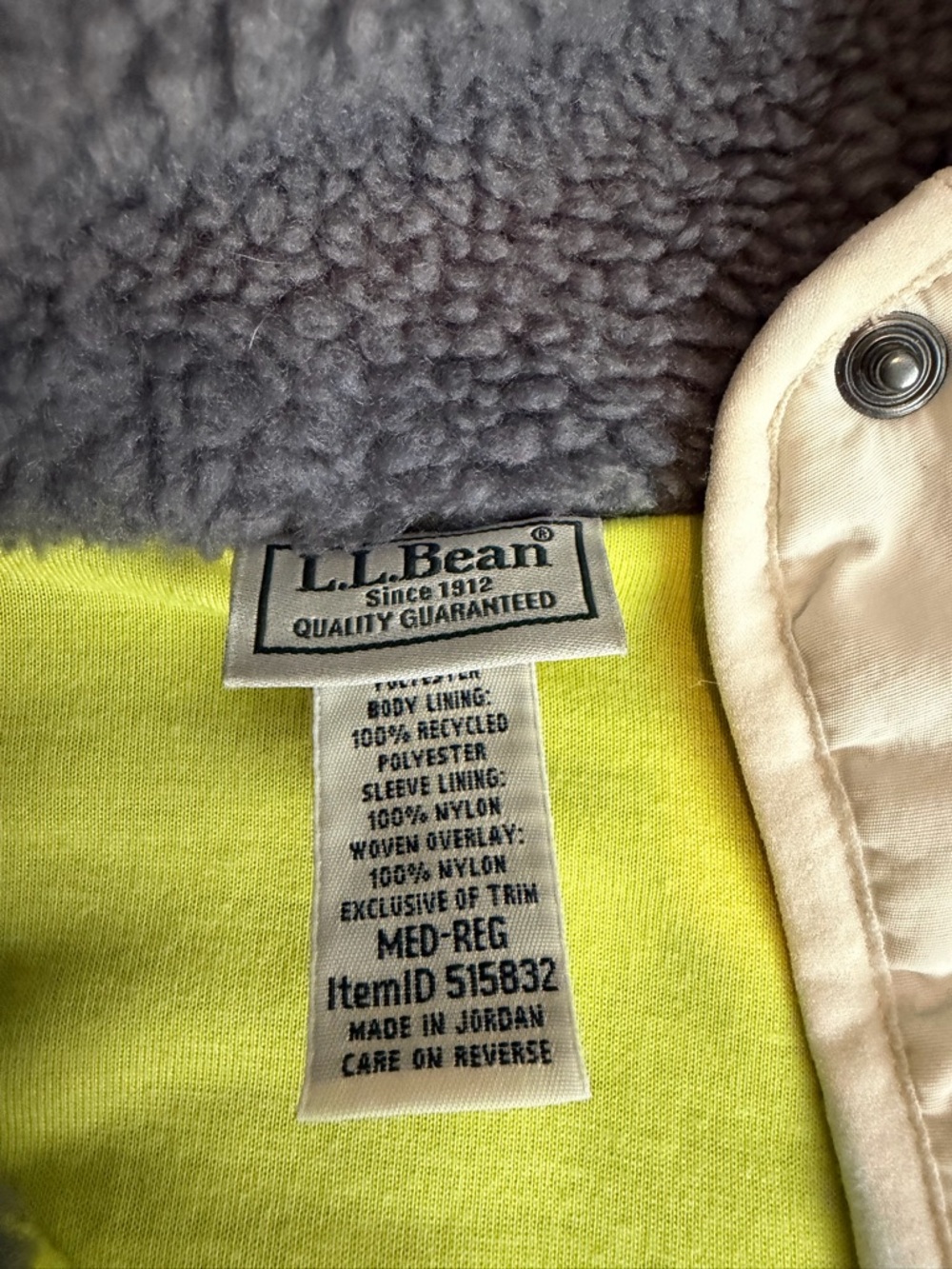 LL Bean Women’s Charcoal Sherpa Jacket with Contrast Trim - Picture 2 of 6